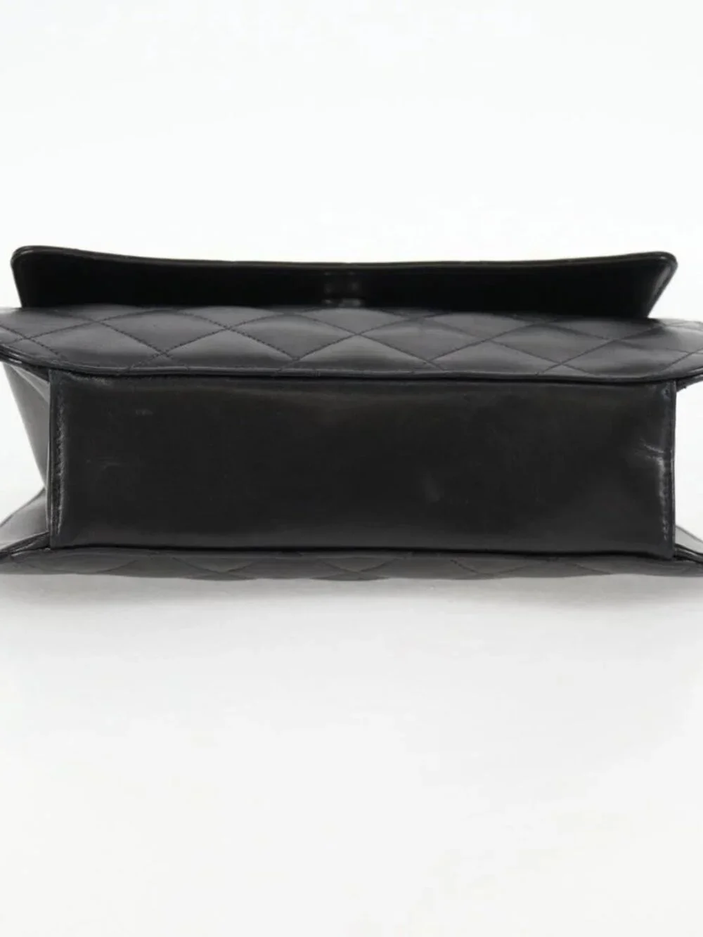 CHANEL Chain Hand Bag Lamb Skin Black Silver CC Auth 138566V
